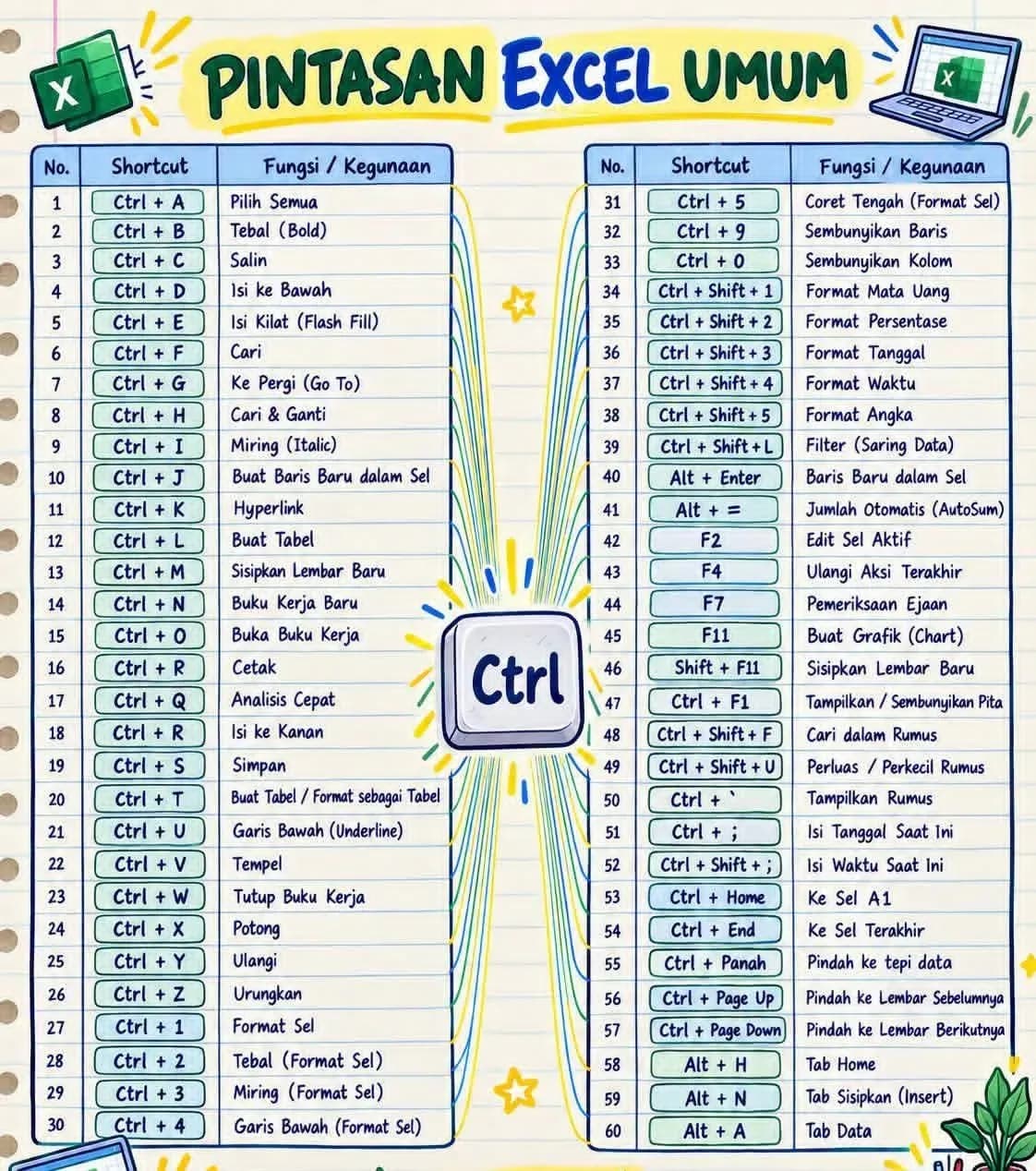 Pintasan Excel Umum